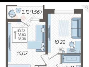 1-к кв. Краснодарский край, Краснодар Уральская ул., 87/7 (36.0 м²)