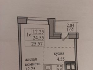 Студия Санкт-Петербург пос. Парголово, проезд Толубеевский, 20к1 (25.57 м²)