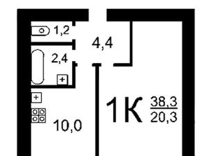 1-к кв. Новосибирская область, Новосибирск ул. Бориса Богаткова, 171/3 (32.0 м²)