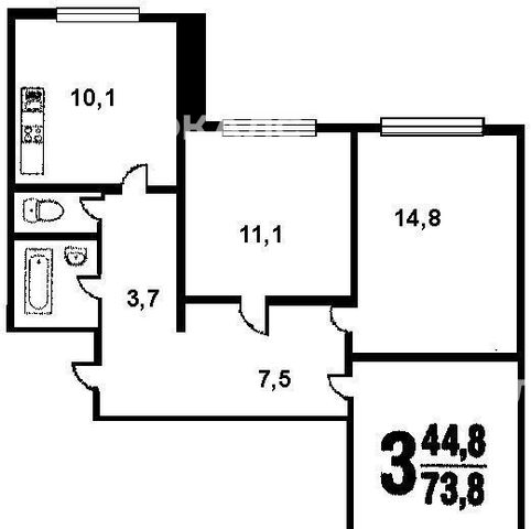 Снять трехкомнатную квартиру на Варшавское шоссе, 122, метро Чертановская, г. Москва