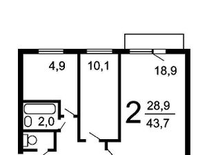 2-к кв. Москва Смольная ул., 21К1 (45.0 м²)