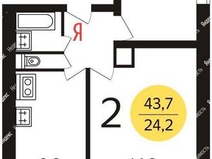 2-комнатная квартира: Москва, Кусковская улица, 31к1 (46 м²)