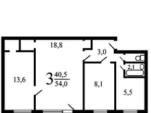 3-к кв. Москва ул. Юных Ленинцев, 117К3 (54.0 м²)
