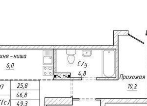 2-к кв. Новосибирская область, Новосибирск Тульская ул., 74 (48.0 м²)