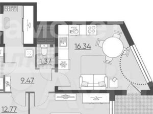 2-к кв. Санкт-Петербург просп. Крузенштерна, 2 (57.7 м²)