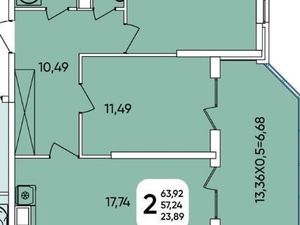 2-к кв. Краснодарский край, Краснодар ул. Семигорская, 16 (57.24 м²)