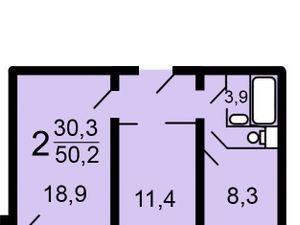 2-к кв. Москва Шипиловский проезд, 45К1 (50.2 м²)