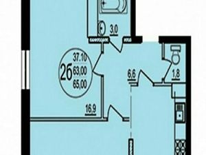 2-к кв. Краснодарский край, Краснодар ул. Евгении Жигуленко, 3 (62.0 м²)