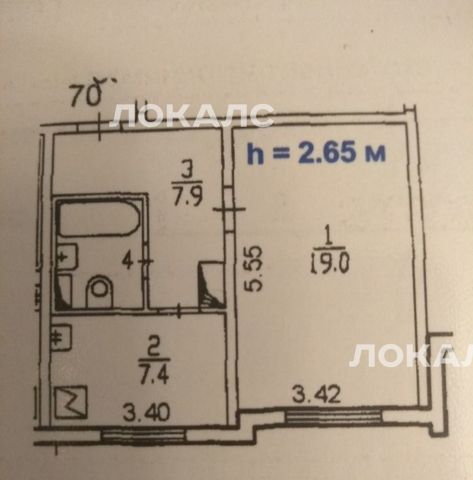 Аренда 1к квартиры на Ялтинская улица, 10К1, метро Севастопольская, г. Москва