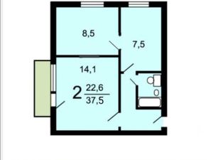 2-к кв. Москва просп. Андропова, 50к1 (37.5 м²)