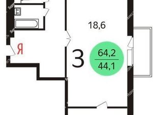 3-комнатная квартира: Москва, улица Красных Зорь, 55 (64 м²)