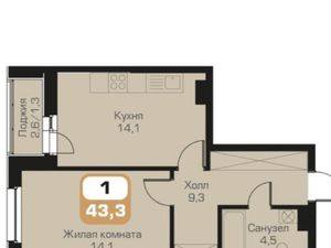 1-к кв. Красноярский край, Красноярск Октябрьская ул., 16 (42.5 м²)