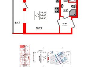 Квартира-студия: Санкт-Петербург, Плесецкая улица, 20к1 (26 м²)
