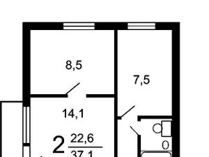 2-к кв. Москва Зеленоградская ул., 43 (38.6 м²)