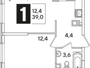 1-комнатная квартира: Краснодар, улица Ивана Беличенко, 92к3 (39 м²)