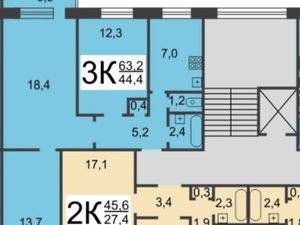 3-к кв. Нижегородская область, Нижний Новгород Московское ш., 15 (63.2 м²)