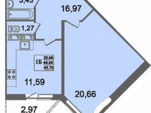 1-комнатная квартира: Санкт-Петербург, улица Оптиков, 45к1 (45 м²)