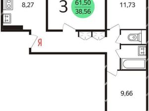3-комнатная квартира: Москва, Тихорецкий бульвар, 14к1 (61.5 м²)