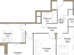 3-к кв. Москва Краснобогатырская ул., 40к1 (90.0 м²)