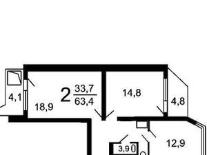 2-к кв. Москва проезд Дежнева, 30 (54.0 м²)