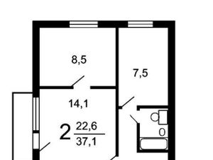 2-к кв. Москва Солнцевский просп., 24 (39.0 м²)