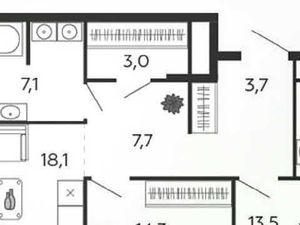 2-к кв. Москва наб. Марка Шагала, 11к3 (68.3 м²)