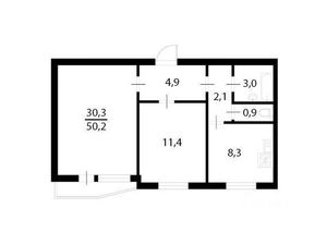 2-к кв. Москва ул. Наметкина, 11 (50.6 м²)