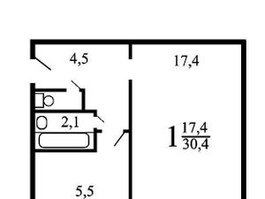 1-к кв. Москва ул. Генерала Глаголева, 13К1 (31.0 м²)