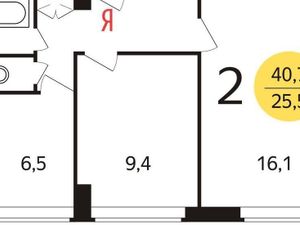 2-комнатная квартира: Москва, Ленинский проспект, 122 (40.1 м²)