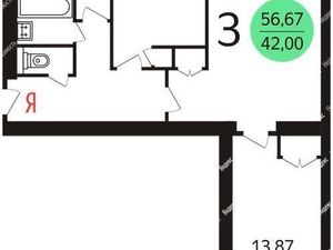 3-комнатная квартира: Москва, проспект Маршала Жукова, 36 (55 м²)