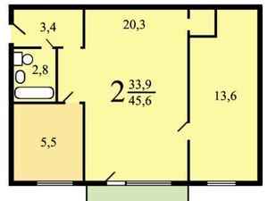 2-к кв. Москва Никитинская ул., 25К1 (44.7 м²)