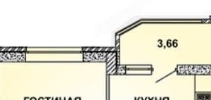 1-к кв. Краснодарский край, Краснодар ул. Конгрессная, 27 (38.0 м²)