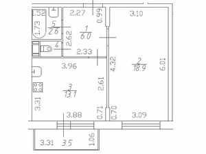 1-комнатная квартира: посёлок Шушары, Московское шоссе, 262к4 (42 м²)