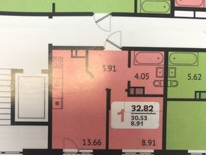 1-к кв. Краснодарский край, Краснодар ул. Красных Партизан, 1/4к21 (32.82 м²)