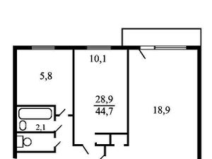 2-к кв. Москва ул. Героев Панфиловцев, 16К3 (44.6 м²)