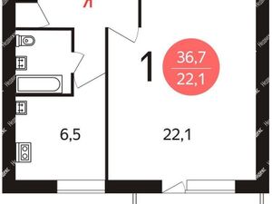 1-комнатная квартира: Москва, Днепропетровская улица, 3к3 (39 м²)