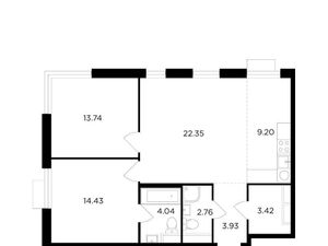 3-к кв. Москва Электролитный проезд, 7 (73.9 м²)