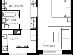 1-комнатная квартира: Москва, Новомарьинская улица, 28 (38.2 м²)