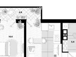 1-к кв. Краснодарский край, Краснодар ул. Героя Пешкова, 14к3 (44.0 м²)