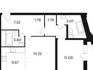 2-к кв. Москва пер. 2-й Петра Алексеева, 5 (60.0 м²)