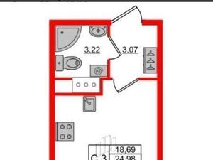 Студия Санкт-Петербург Дальневосточный просп., 19к1 (26.31 м²)