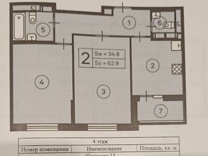 2-к кв. Москва Новочеремушкинская ул., 27 (62.9 м²)