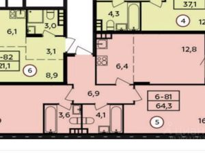 3-к кв. Москва Сосенское поселение, ул. Лобановский Лес, 11 (64.3 м²)