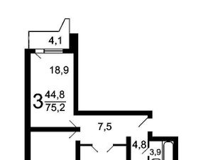 3-к кв. Москва ул. Госпитальный Вал, 5С3 (76.2 м²)