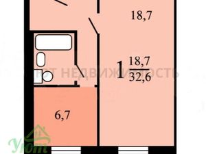 1-комнатная квартира: Москва, Вешняковская улица, 39 (32.6 м²)