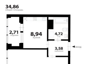 1-к кв. Санкт-Петербург ул. Челюскина, 6 (34.2 м²)