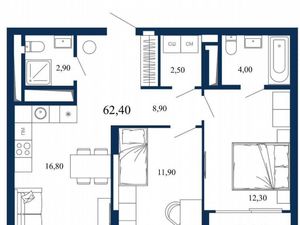2-к кв. Свердловская область, Екатеринбург ул. Айвазовского, 52 (62.0 м²)