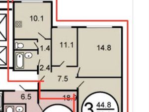 3-к кв. Москва Кировоградская ул., 17К1 (73.9 м²)