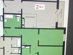 2-к кв. Красноярский край, Красноярск ул. Кутузова, 2с4 (61.0 м²)