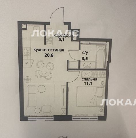 Снять однокомнатную квартиру на улица Василия Ланового, 5, метро Мичуринский проспект, г. Москва